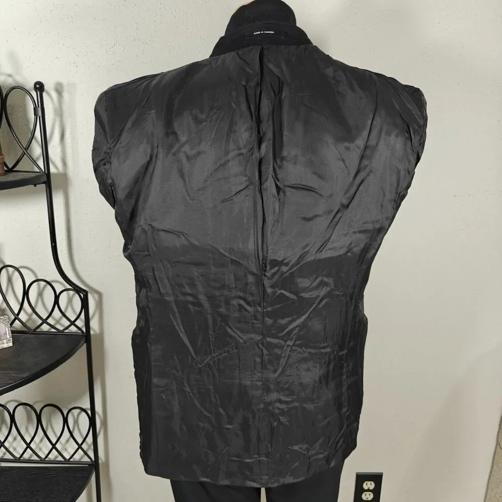 Calvin Klein Men's Sport Coat Blazer Three Button Black Wool Nylon‎ Cashmere 41R